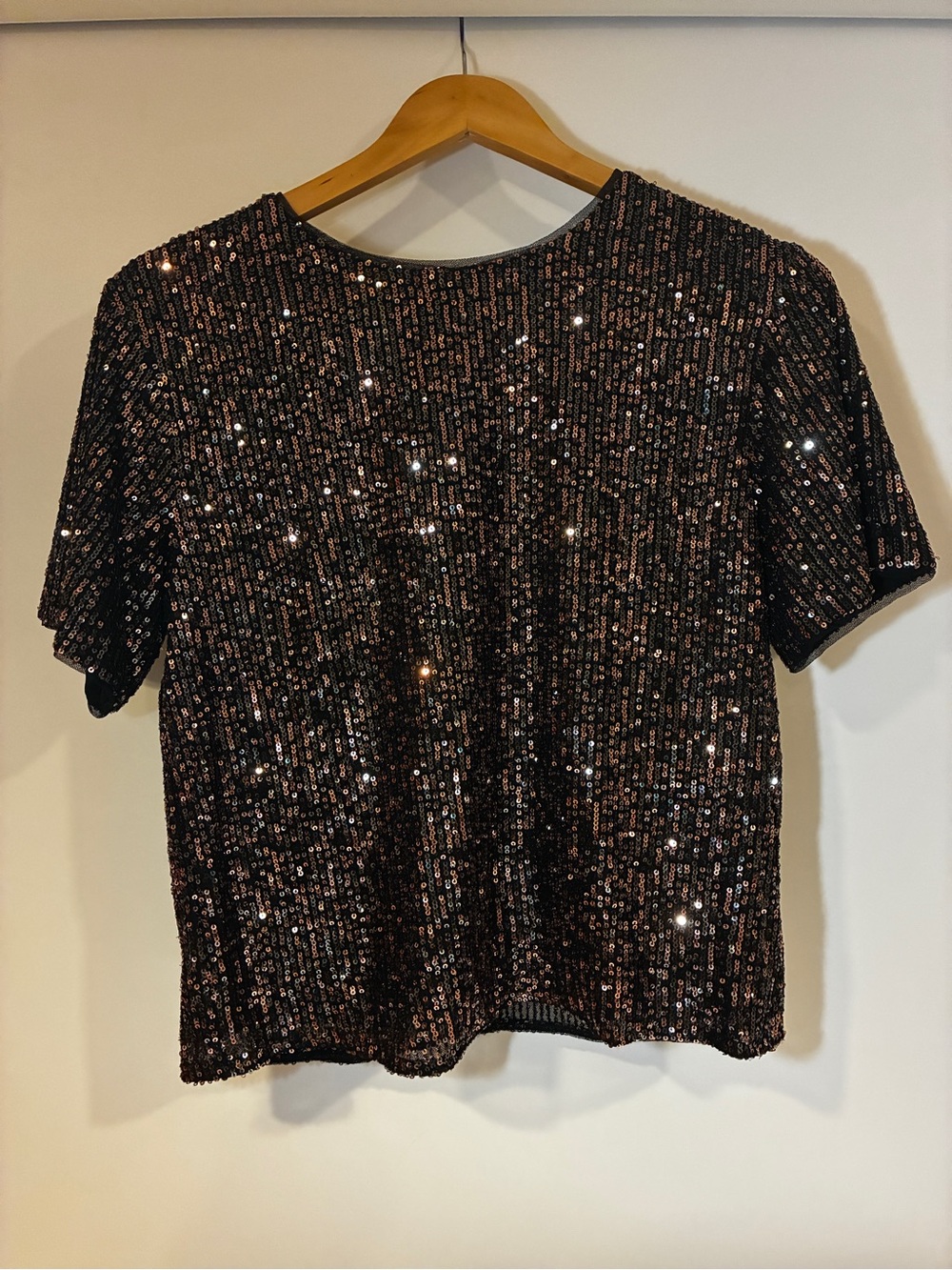 Cat & Jack Black Sequin Short-Sleeve Top